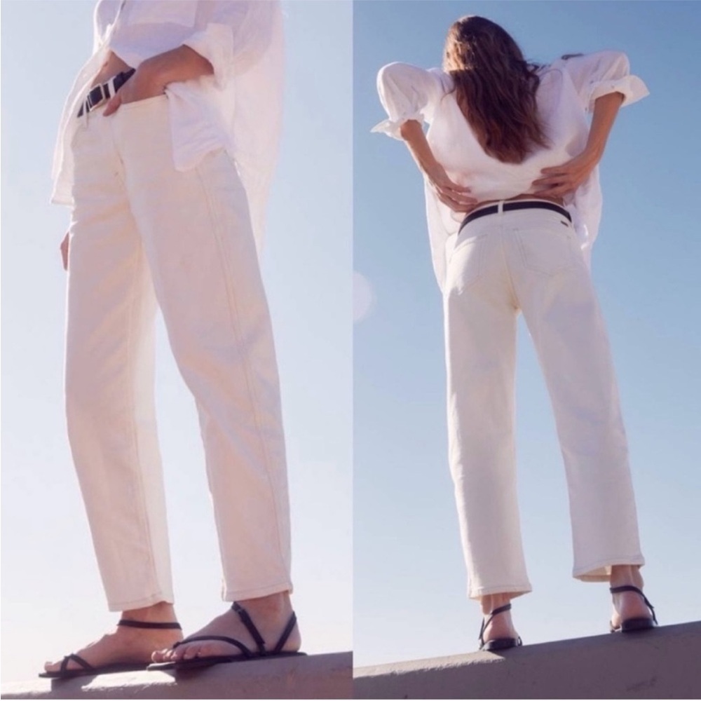 AYR The Beat Barrel Leg Ankle Jean White High Rise Ankle Relaxed Sz 34 - Picture 14 of 16
